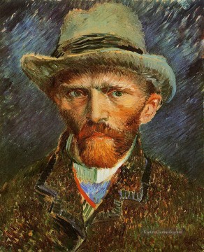 Selbst Porträt mit einem grauen Filzhut Vincent van Gogh Ölgemälde